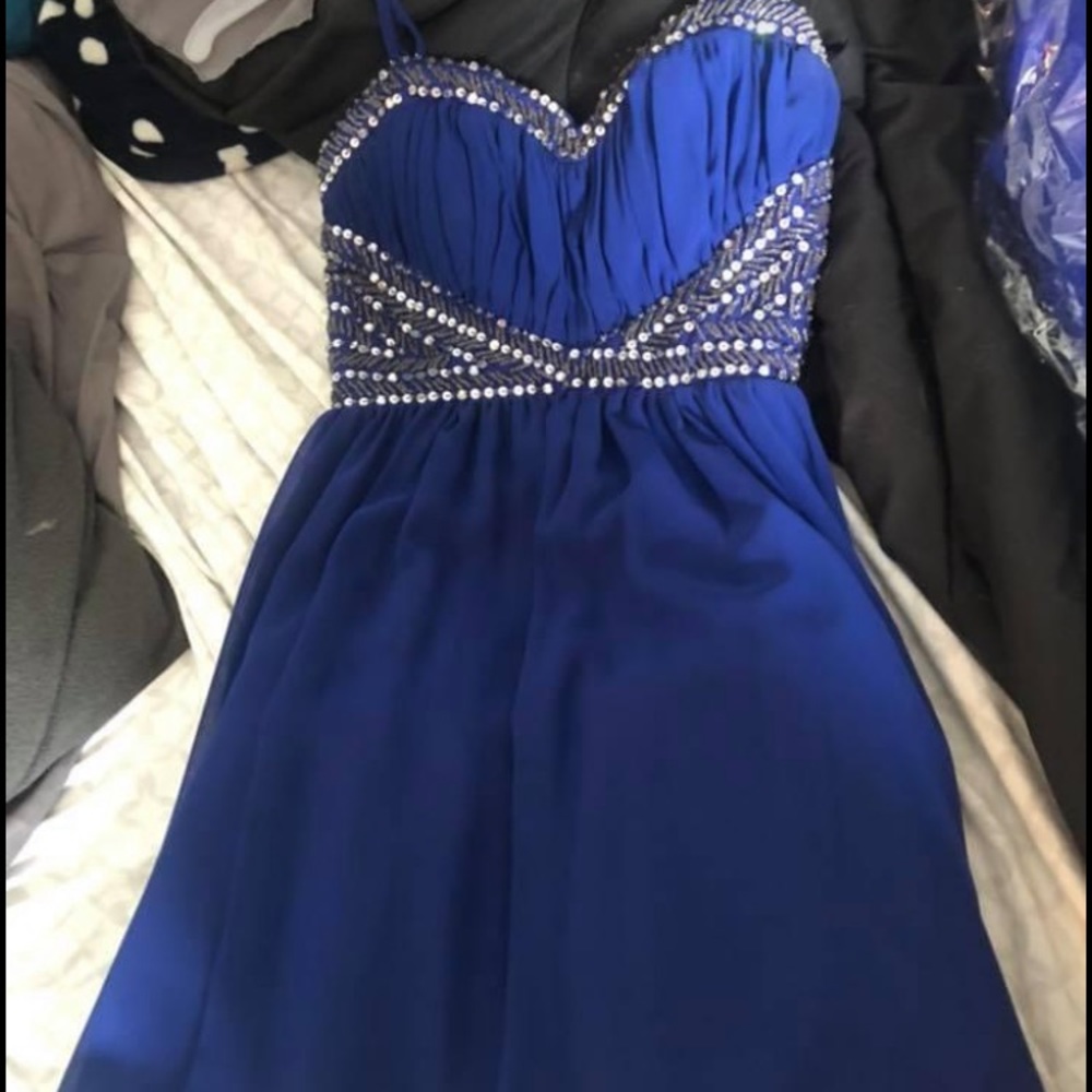 Blue Sequins Prom Homecoming Pageant Dress